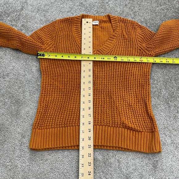 J.Crew Sweater Womens Medium Orange Pullover Knit V Neck Sweatshirt 100% Cotton - Picture 8 of 8